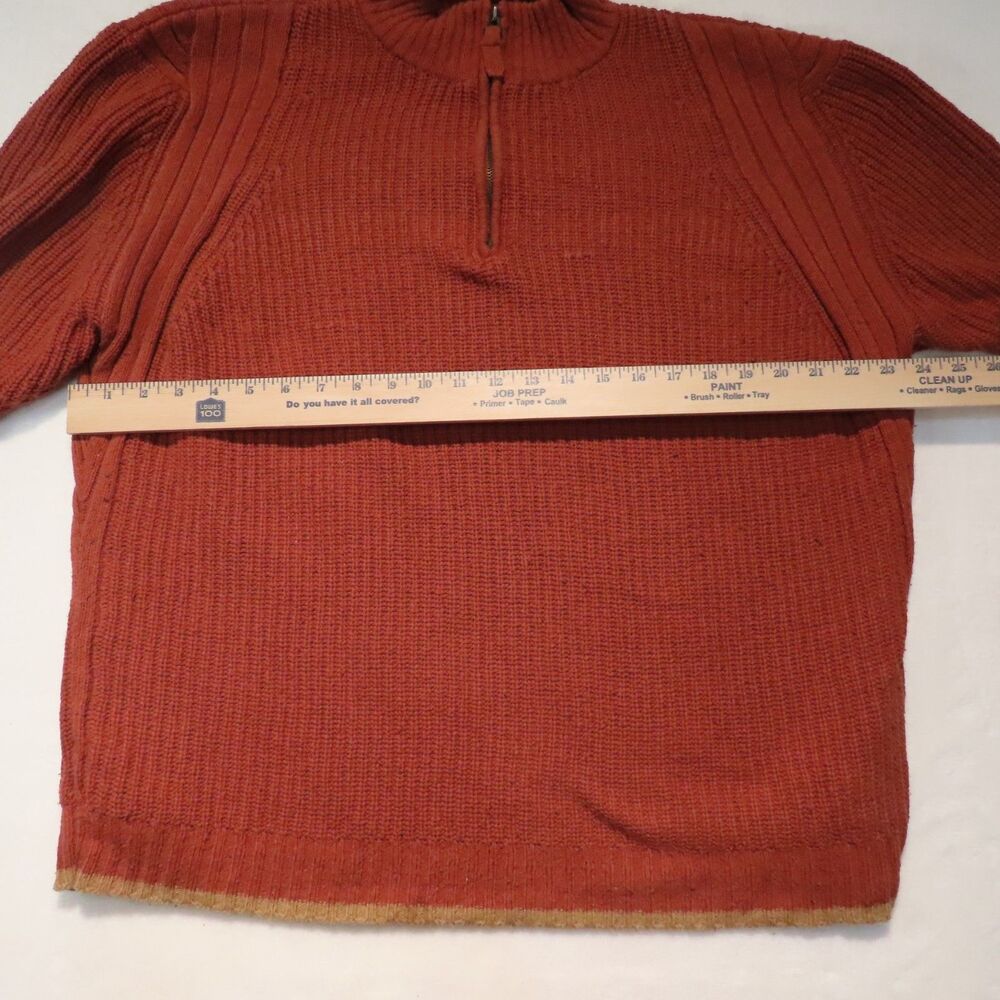 The Territory Ahead Women's Large Rust Orange Silk Blend Quarter Zip Mock Neck S